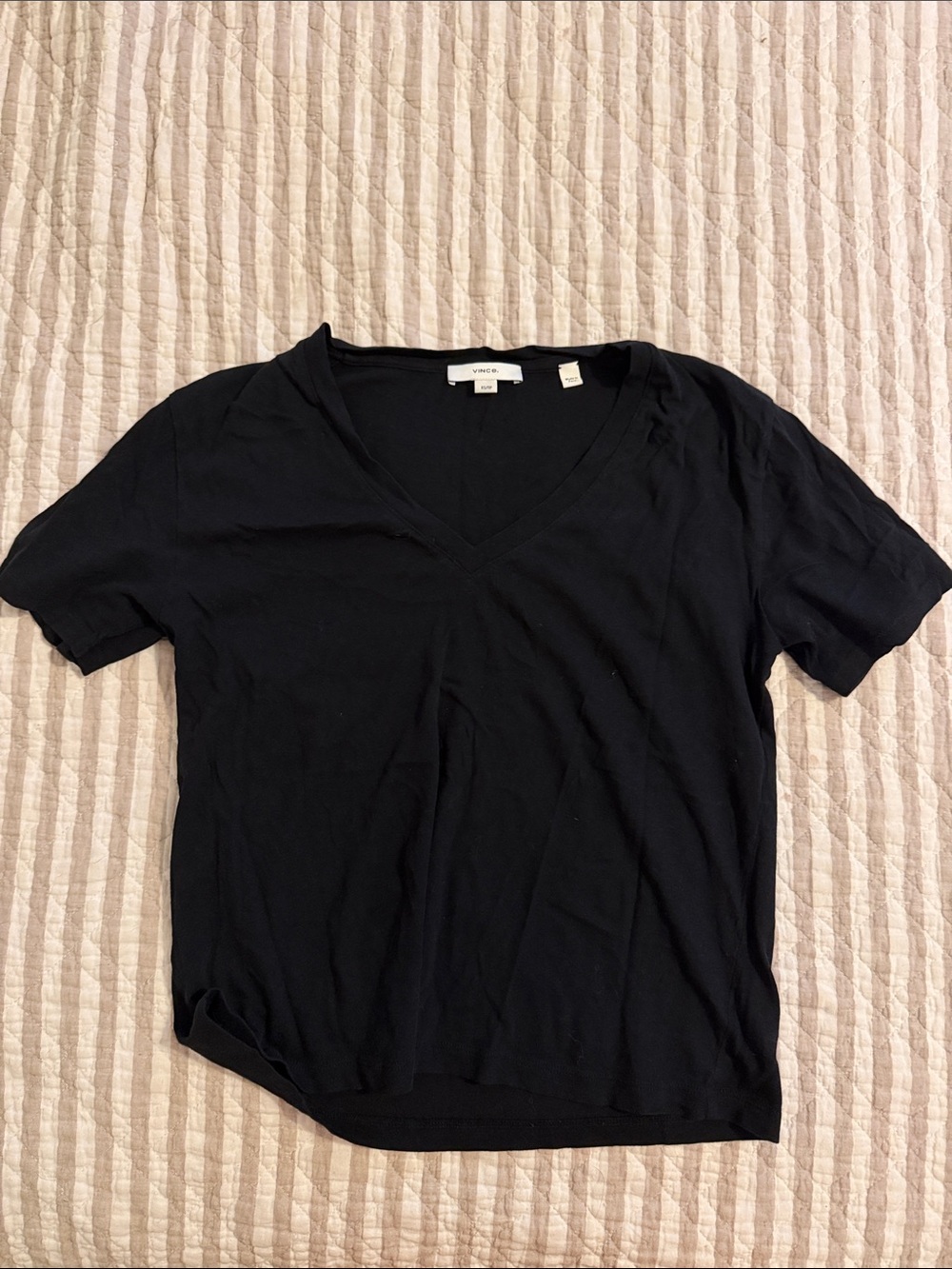 Vince Black V-Neck Short Sleeve Tee - Classic Silhouette